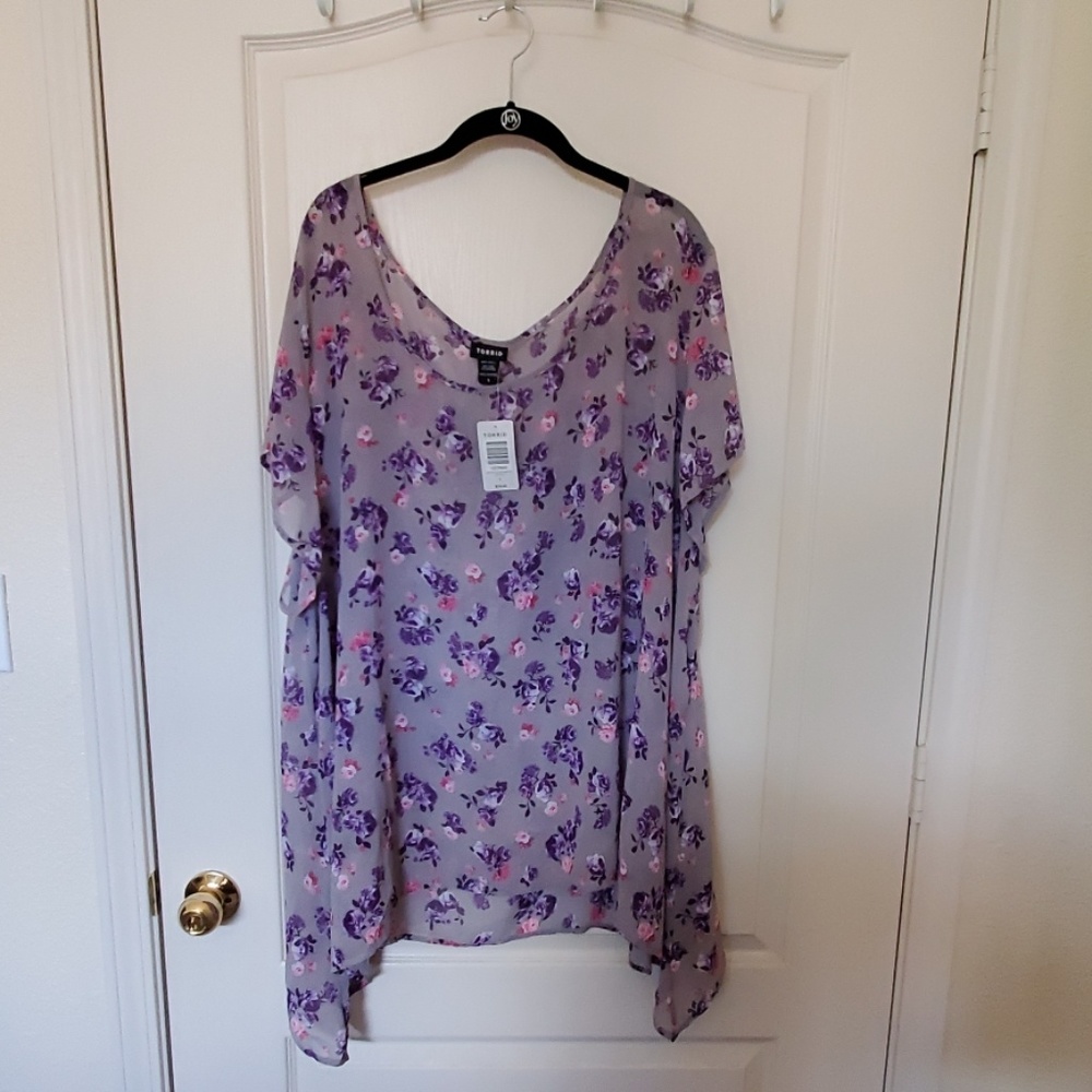 Grey and purple floral top